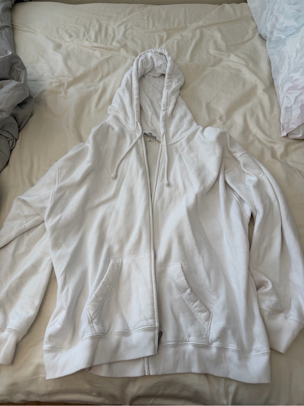 Hollister White Zip-Up Hoodie